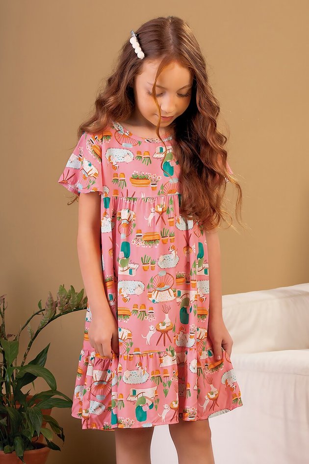 Roupa Infantil Menina Vestido Estampado Infantil Comprar Vestido