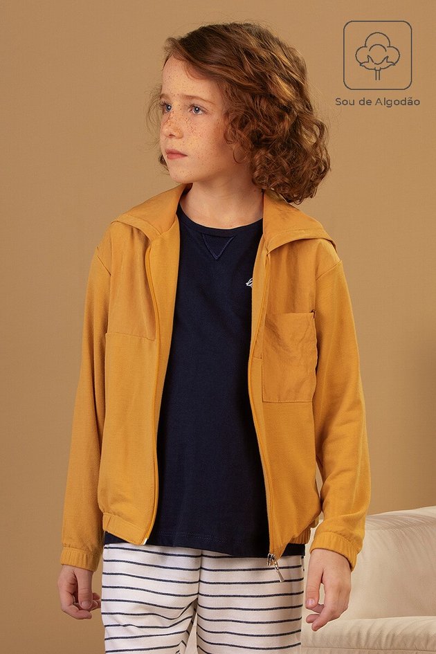 Jaqueta Infantil Menino em Microfibra Aveludada e Molecotton