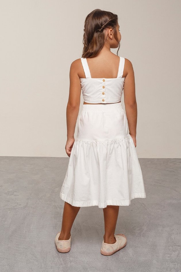 Saia Infantil Longa Branca Saia Longa Saia Jeans Branca Infantil