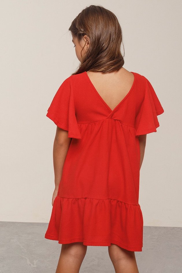 Vestido de Festa Infantil Vermelho Simples e Bonito Bugbee