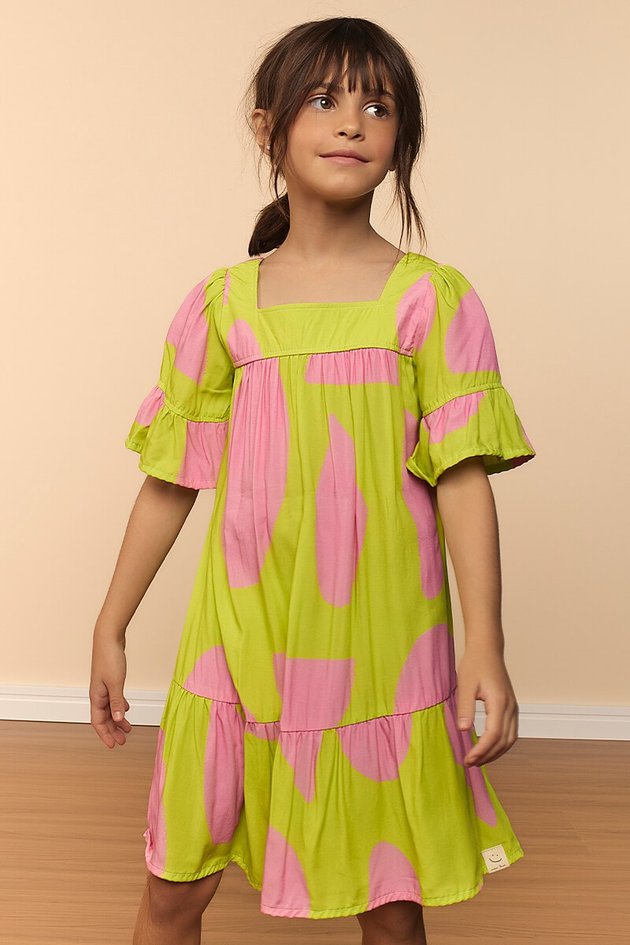 Vestido Infantil em Viscose Estampada