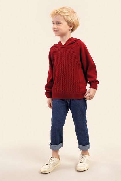 40049 calca jeans moda infantil unissex azul escuro frente
