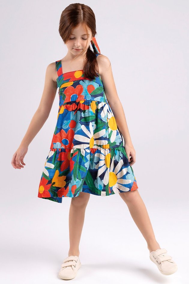 Tricoline Vestido De Tecido Infanto Juvenil Moda Infantil Vestido