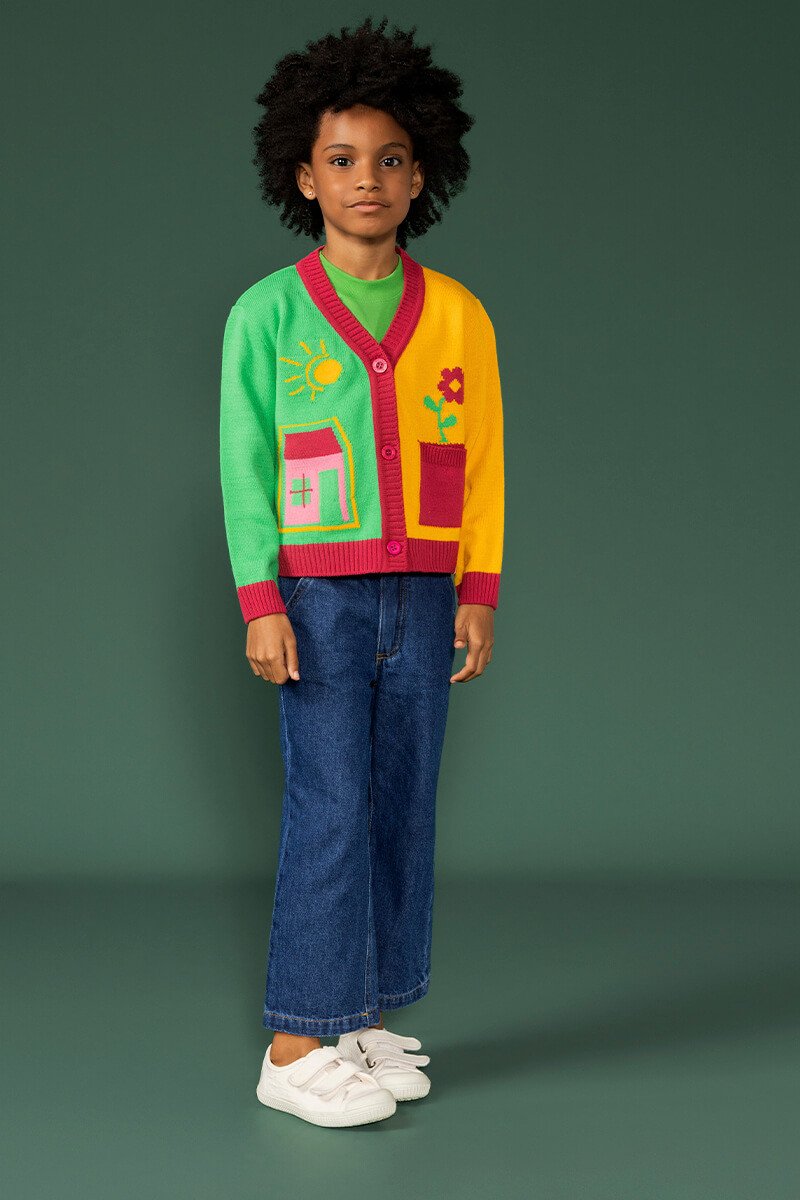 Cardigan Infantil Menina em Tricô